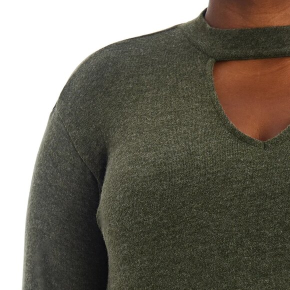 NWT 1.STATE Women's Plus Long Sleeve Drop Shoulder Keyhole Top Sweater - Picture 3 of 8